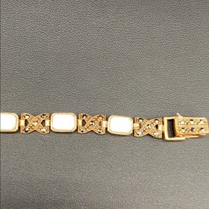 Gold over Silver pearl and Marcasite 7in $80